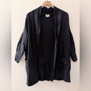 Pact Black Organic Cotton Open Duster Cardigan Sweater Airplane travel Sz S/XS